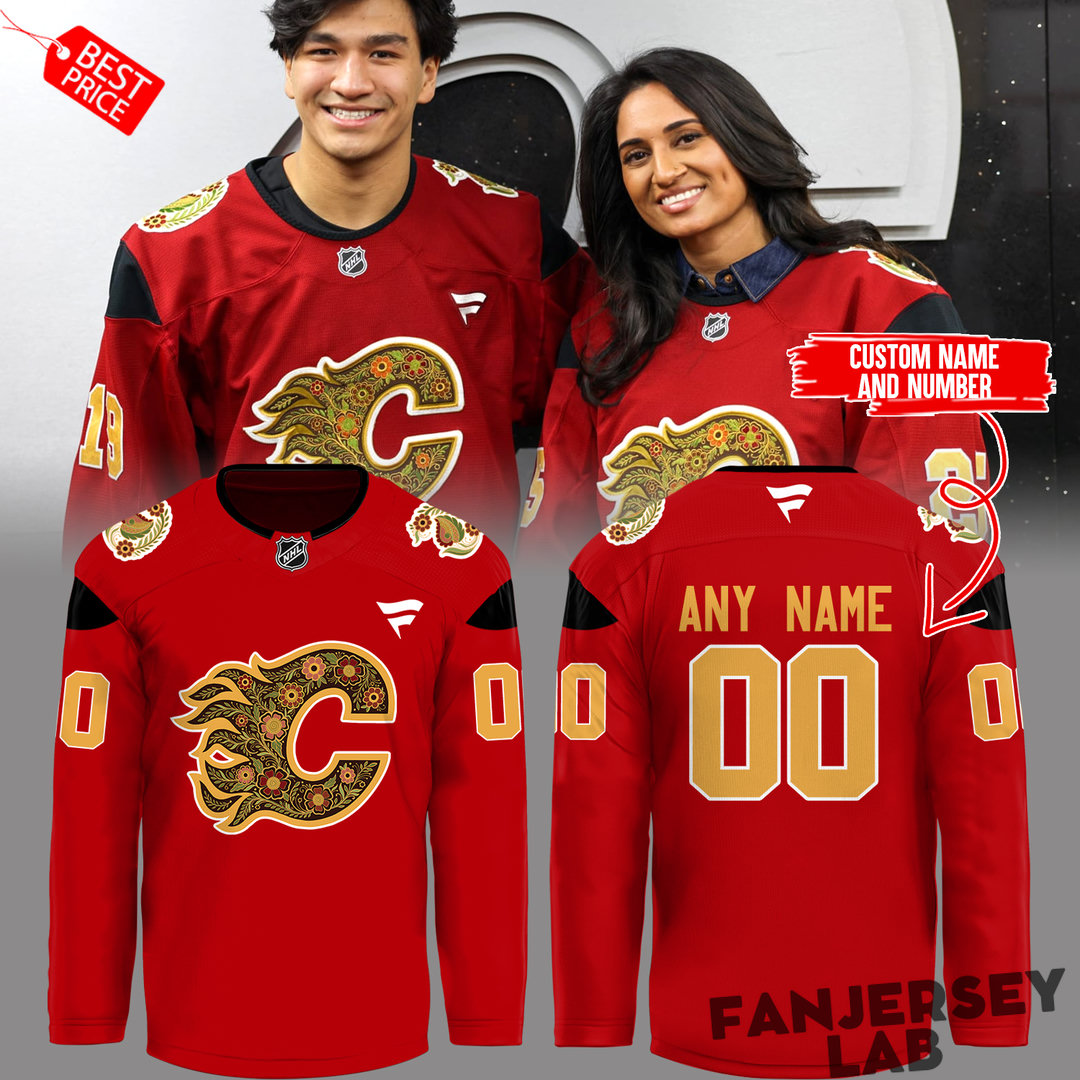 Calgary Flames South Asian Celebration Custom Hockey Jersey Calgary Flames South Asian Celebration Custom Hockey Jersey