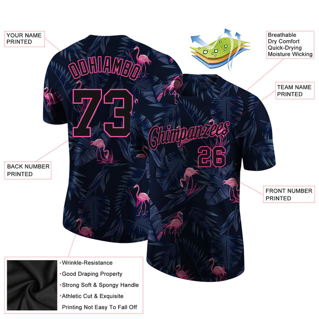 Custom 3D Pattern Design Flamingo Performance T-Shirt Custom 3D Pattern Design Flamingo Performance T-Shirt
