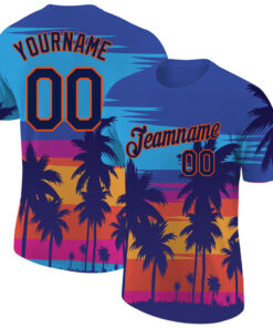 Custom 3D Pattern Design Hawaii Palm Trees Performance T-Shirt