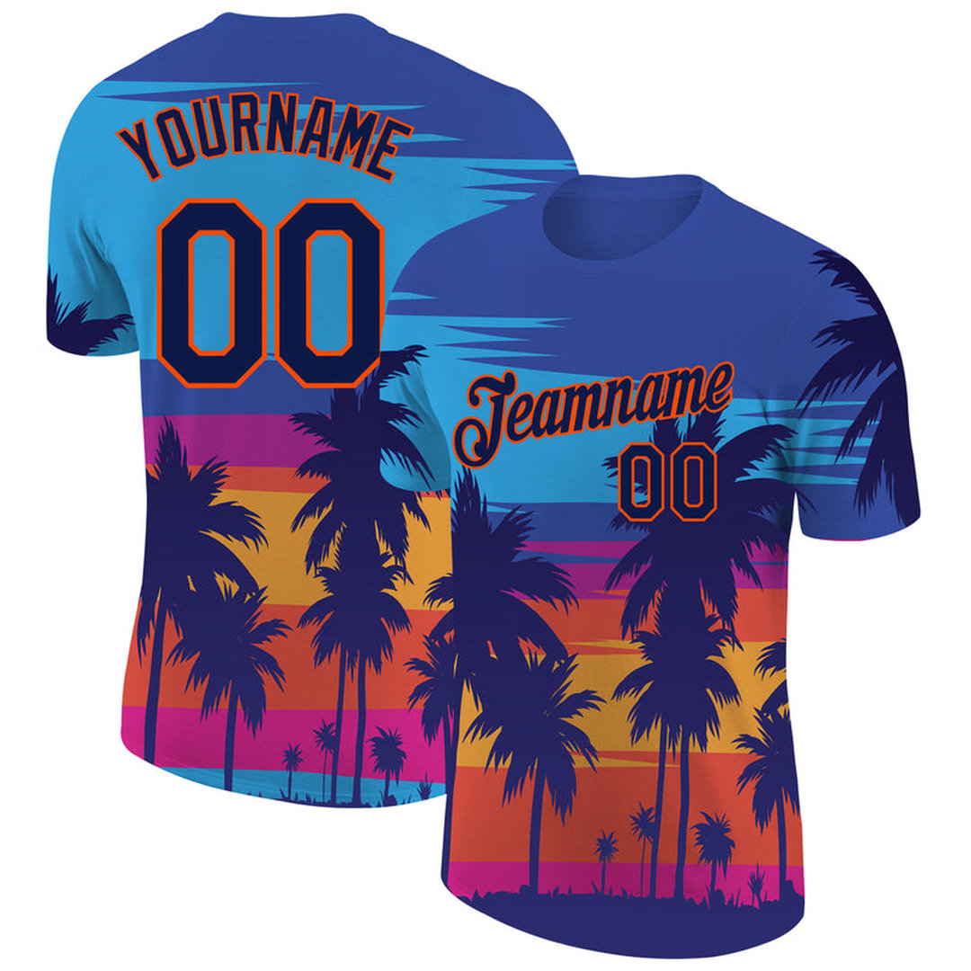 Custom 3D Pattern Design Hawaii Palm Trees Performance T-Shirt Custom 3D Pattern Design Hawaii Palm Trees Performance T-Shirt