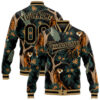 Custom Light Blue White Heron And Cloud 3D Pattern Design Bomber Full-Snap Varsity Letterman Jacket
