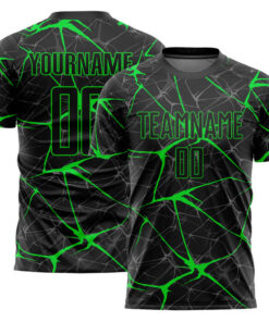 Custom Black Neon Green Sublimation Soccer Uniform Jersey Custom Black Neon Green Sublimation Soccer Uniform Jersey