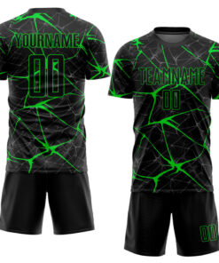 Custom Black Neon Green Sublimation Soccer Uniform Jersey
