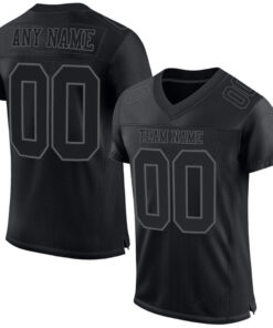 Custom Black Steel Gray Mesh Football Jersey