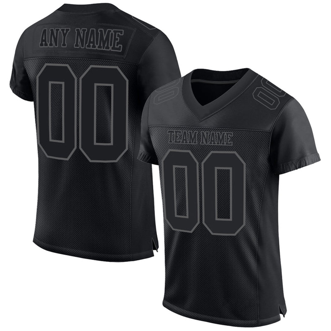 Custom Black Steel Gray Mesh Football Jersey Custom Black Steel Gray Mesh Football Jersey
