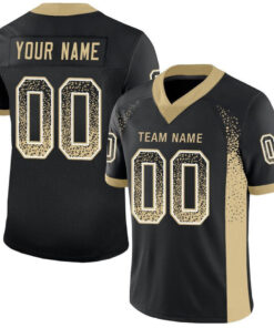 Custom Black Vegas Gold-White Drift Fashion Football Jersey