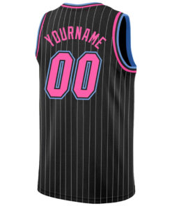 Custom Black White Pinstripe Pink Light Blue Authentic Basketball Jersey 3.jpg