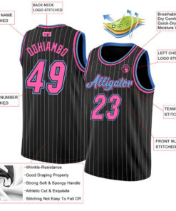 Custom Black White Pinstripe Pink Light Blue Authentic Basketball Jersey 4.jpg