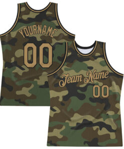 Custom Camo Old Gold-Black Salute To Service Basketball Jersey