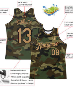Custom Camo Old Gold-Black Salute To Service Basketball Jersey