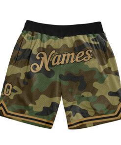 Custom Camo Old Gold-Black Salute To Service Basketball Shorts