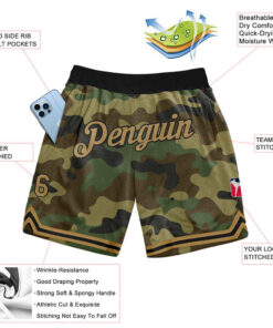 Custom Camo Old Gold-Black Salute To Service Basketball Shorts