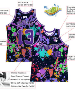 Custom Graffiti Pattern Purple-White 3D Splashes Basketball Jersey