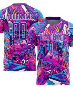 Custom Graffiti Pattern Purple-White Sublimation Soccer Uniform Jersey