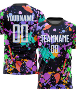 Custom Graffiti Pattern White-Light Blue Sublimation Soccer Uniform Jersey