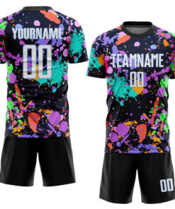 Custom Graffiti Pattern White-Light Blue Sublimation Soccer Uniform Jersey