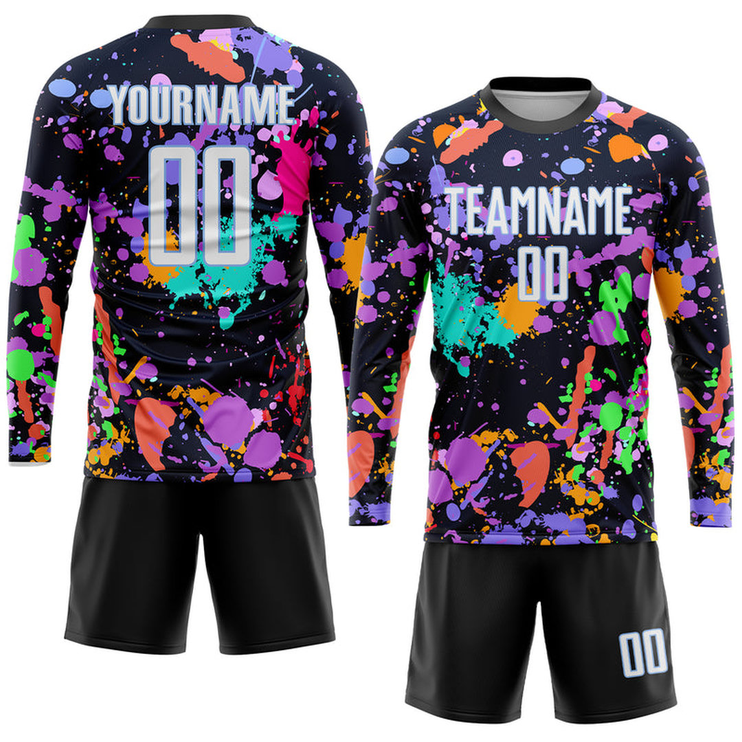 Custom Graffiti Pattern White-Light Blue Sublimation Soccer Uniform Jersey Custom Graffiti Pattern White-Light Blue Sublimation Soccer Uniform Jersey