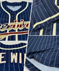 Custom Navy White Pinstripe Vintage USA Flag-Cream Baseball Jersey