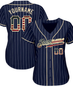 Custom Navy White Pinstripe Vintage USA Flag Cream Authentic Baseball Jersey 3.jpg