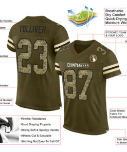 Custom Olive Camo-Black Mesh Salute To Service Football Jersey