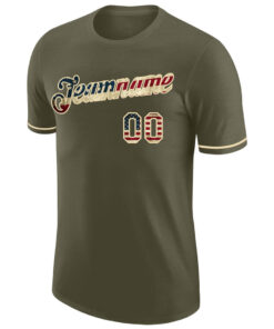 Custom Olive Vintage USA Flag Cream Performance Salute To Service T Shirt 3.jpg
