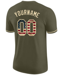 Custom Olive Vintage USA Flag Cream Performance Salute To Service T Shirt 4.jpg