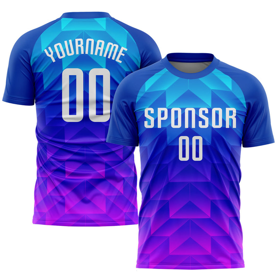 Custom Royal White Light Blue-Hot Pink Sublimation Soccer Uniform Jersey Custom Royal White Light Blue-Hot Pink Sublimation Soccer Uniform Jersey