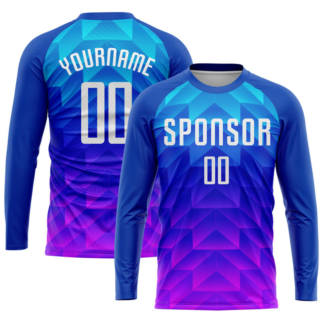 Custom Royal White Light Blue-Hot Pink Sublimation Soccer Uniform Jersey Custom Royal White Light Blue-Hot Pink Sublimation Soccer Uniform Jersey