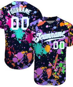 Custom Splashes Graffiti Pattern White-Light Blue 3D Baseball Jersey