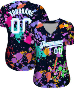 Custom Splashes Graffiti Pattern White-Light Blue 3D Baseball Jersey