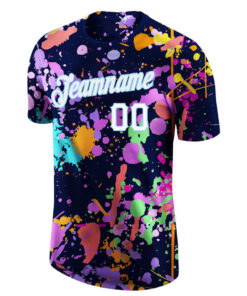 Custom Splashes Graffiti Pattern White Light Blue 3D Performance T Shirt 3.jpg