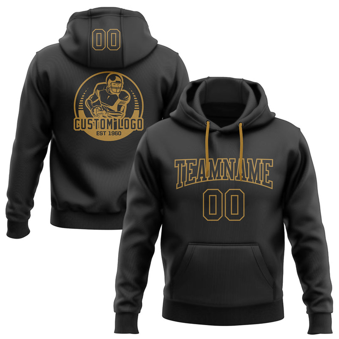 Custom Stitched Black Black-Old Gold Football Pullover Sweatshirt Hoodie Custom Stitched Black Black-Old Gold Football Pullover Sweatshirt Hoodie