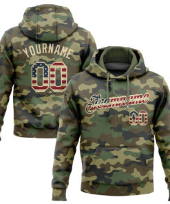 Custom Stitched Camo Vintage USA Flag-Cream Sports Pullover Sweatshirt Salute To Service Hoodie