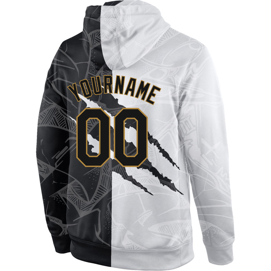 Custom Stitched Graffiti Pattern Black-Old Gold 3D Sports Pullover Sweatshirt Hoodie Custom Stitched Graffiti Pattern Black-Old Gold 3D Sports Pullover Sweatshirt Hoodie