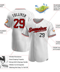 Custom White Black Pinstripe Red Black Authentic Baseball Jersey 3.jpg