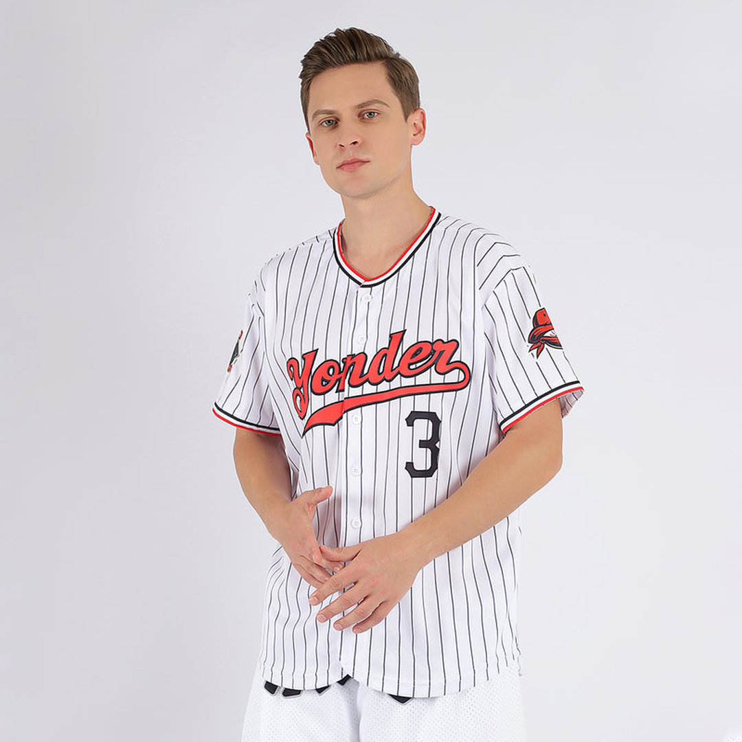 Custom White Black Pinstripe Red-Black Baseball Jersey Custom White Black Pinstripe Red-Black Baseball Jersey