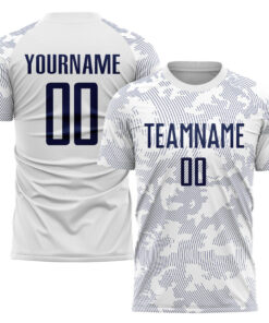 Custom White Navy Sublimation Soccer Uniform Jersey