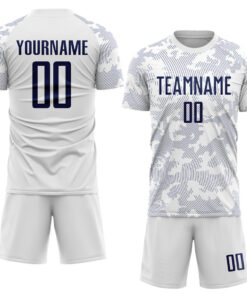 Custom White Navy Sublimation Soccer Uniform Jersey