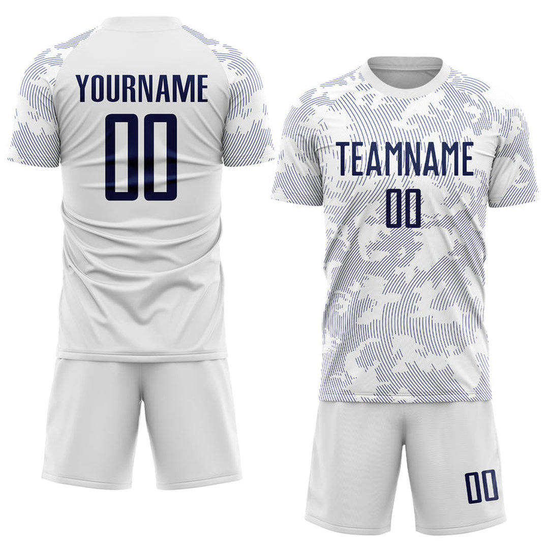 Custom White Navy Sublimation Soccer Uniform Jersey Custom White Navy Sublimation Soccer Uniform Jersey