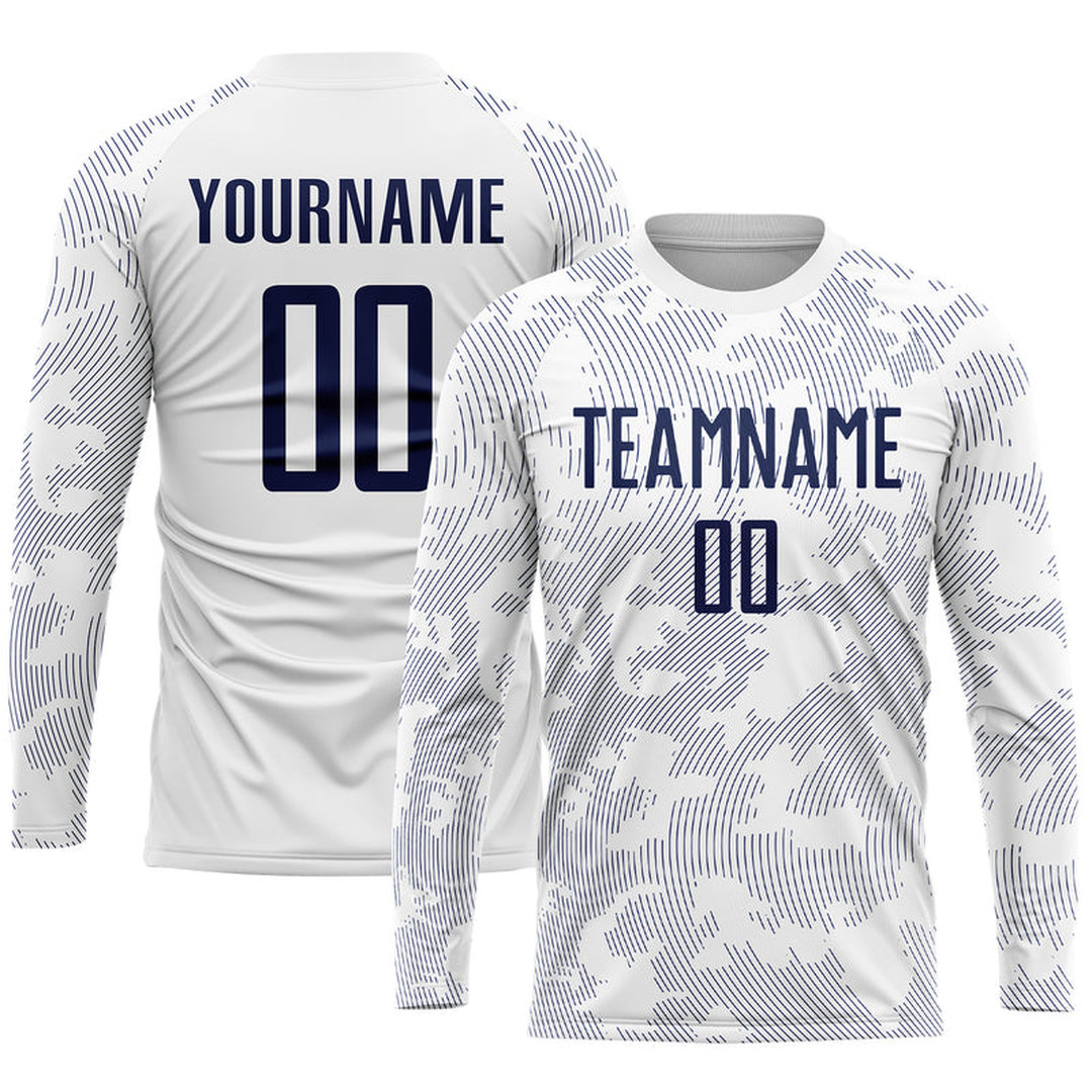 Custom White Navy Sublimation Soccer Uniform Jersey Custom White Navy Sublimation Soccer Uniform Jersey