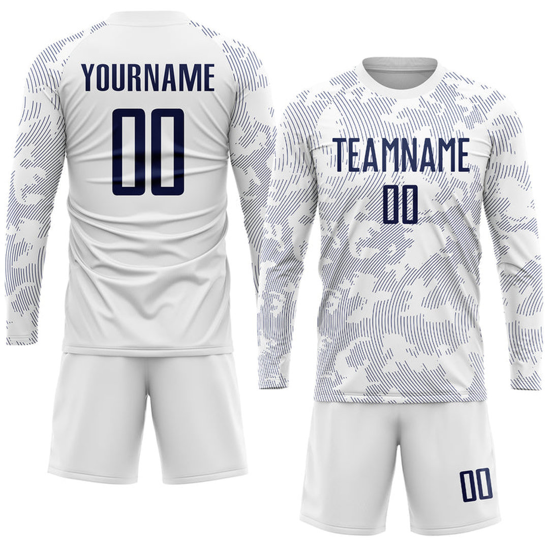 Custom White Navy Sublimation Soccer Uniform Jersey Custom White Navy Sublimation Soccer Uniform Jersey