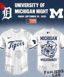Detroit Tigers x Michigan Wolverines University of Michigan Night Baseball Jersey