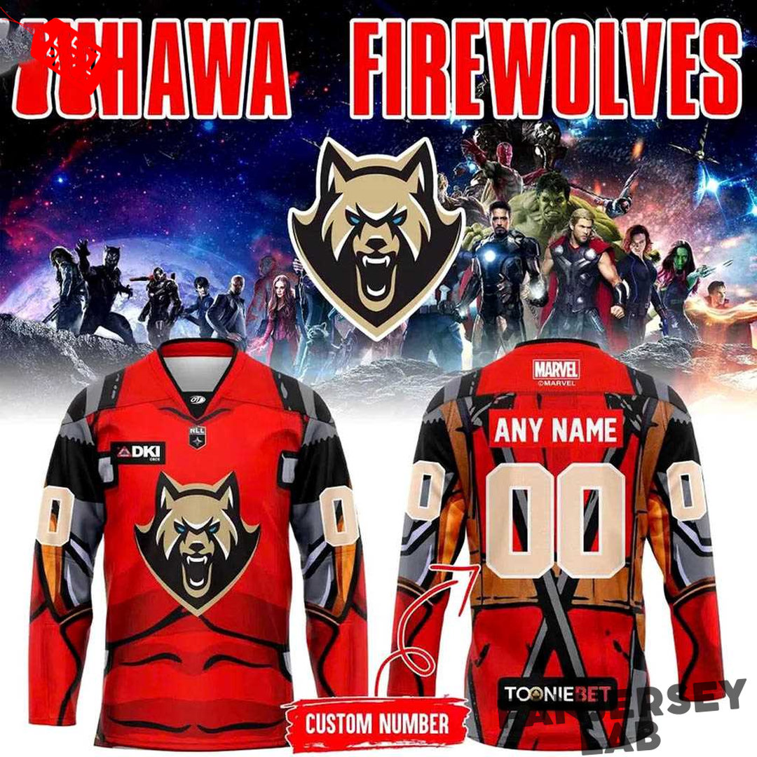 Oshawa FireWolves Marvel Super Hero Night 2026 Custom Hockey Jersey Oshawa FireWolves Marvel Super Hero Night 2026 Custom Hockey Jersey