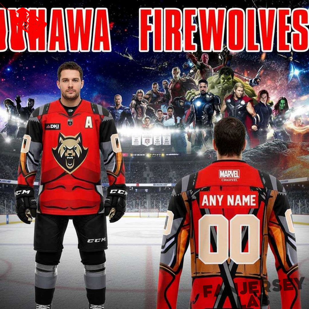 Oshawa FireWolves Marvel Super Hero Night 2026 Custom Hockey Jersey Oshawa FireWolves Marvel Super Hero Night 2026 Custom Hockey Jersey