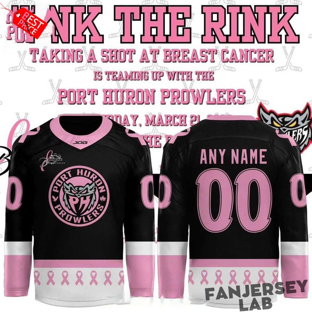 Port Huron Prowlers Pink The Rink Night Custom Hockey Jersey Port Huron Prowlers Pink The Rink Night Custom Hockey Jersey