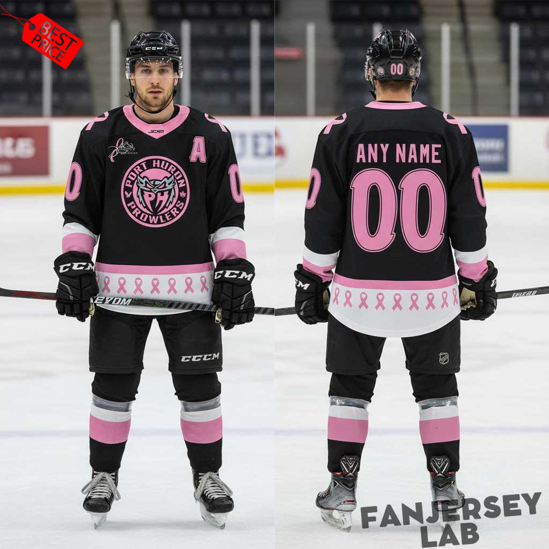 Port Huron Prowlers Pink The Rink Night Custom Hockey Jersey Port Huron Prowlers Pink The Rink Night Custom Hockey Jersey