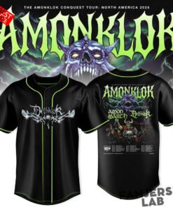 Amonklock Conquest Tour 2026 – Amon Amarth x Dethklok North America Metal Baseball Jersey