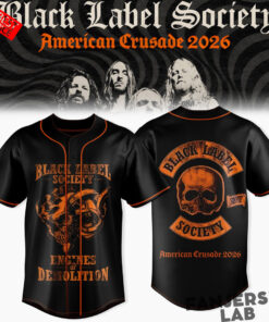 Black Label Society American Crusade Tour 2026 Baseball Jersey Black Label Society American Crusade Tour 2026 Baseball Jersey