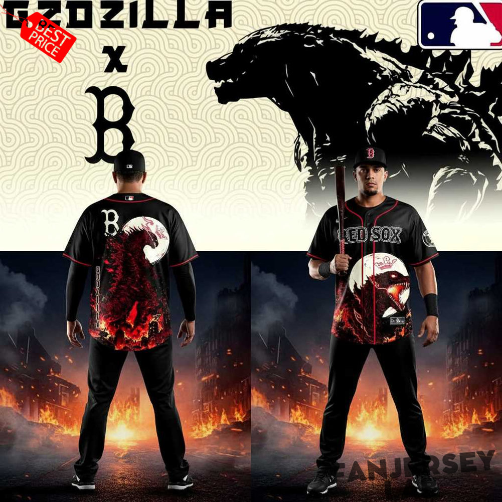 Boston Red Sox Godzilla Minus Zero Baseball Jersey Boston Red Sox Godzilla Minus Zero Baseball Jersey