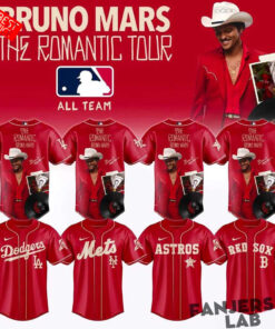 Bruno Mars The Romantic Tour 2026 Red Baseball Jersey 1.jpg